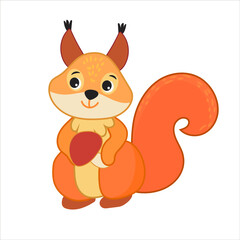 funny forest animal isolated on transparent background. vector illustration