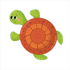 funny sea animal isolated on transparent background. vector illustration