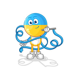 Fototapeta premium ukraine flag head Rhythmic Gymnastics mascot. cartoon vector