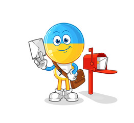 ukraine flag head postman vector. cartoon character