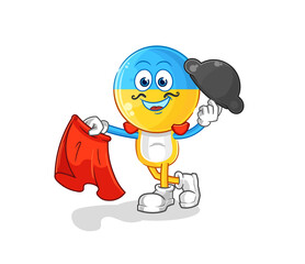 Obraz premium ukraine flag head matador with red cloth illustration. character vector