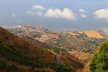 Fototapeta na wymiar Panorama view from mount Erice, Sicily (Italy)