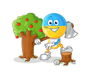 ukraine flag head Carpenter illustration. character vector