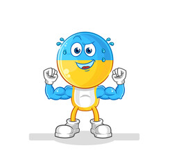 ukraine flag head muscular cartoon. cartoon mascot vector