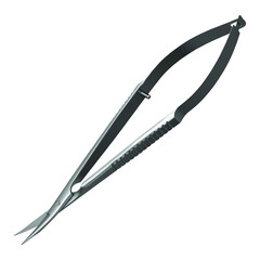 Microsurgical scissors. Surgical tool. Special medical equipment. Vector illustration .
