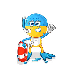 ukraine flag head swimmer with buoy mascot. cartoon vector