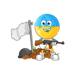 ukraine flag head army character. cartoon mascot vector