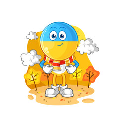 ukraine flag head in the autumn. cartoon mascot vector