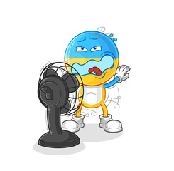 ukraine flag head with the fan character. cartoon mascot vector