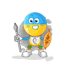 ukraine flag head african tribal fighter mascot. cartoon vector