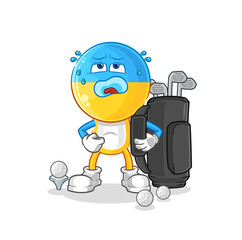 ukraine flag head with golf equipment. cartoon mascot vector