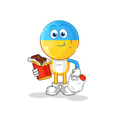 ukraine flag head eat chocolate mascot. cartoon vector