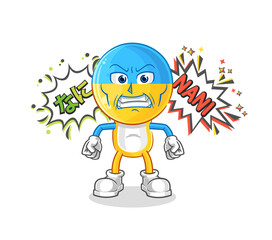 ukraine flag head anime angry vector. cartoon character