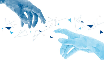 mani, dita, metaverso, genesi, realtà virtuale © xyz+