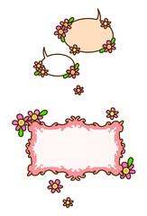 [Vector] Flower-decorated speech balloons and a text box