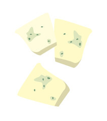Piece Dor blue cheese. Dairy products healthy nutritious diet local produce concept. Editable vector illustration