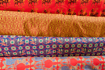 Medieval Byzantine retro fabrics with a pattern for vintage clothing. Reconstruction of the events of the Middle Ages in Europe.