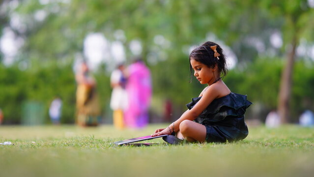 Shut Down Laptop Little Girl In The Farm