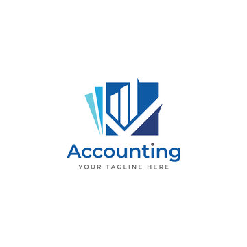 Financial accounting logo, with check mark for financial accounting stock chart analysis. In modern template vector illustration concept style.