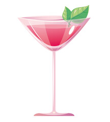 Cocktail glass isolated on white background. Vector design element cartoon illustration