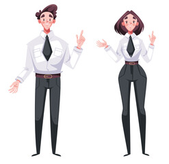 Fototapeta na wymiar Man woman office workers characters isolated set. Vector design element cartoon illustration