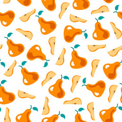 Pear cover wrapping seamless pattern design element. Vector flat cartoon illustration