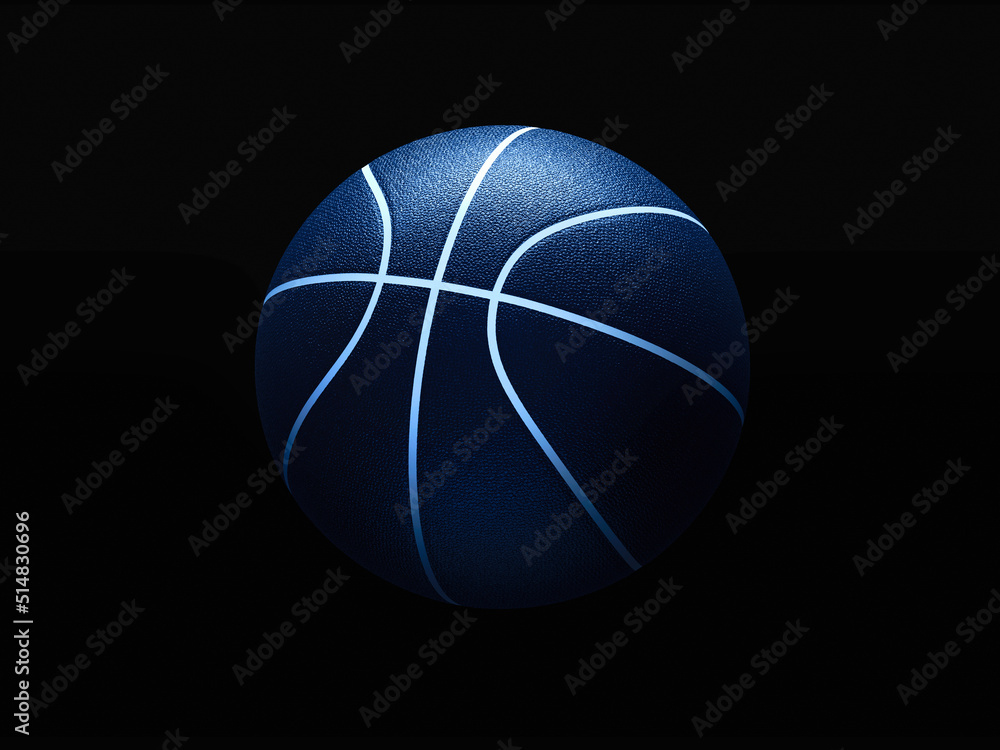 Fototapete 3d rendering of basketball ball against black background. graphical element with abstract concept of