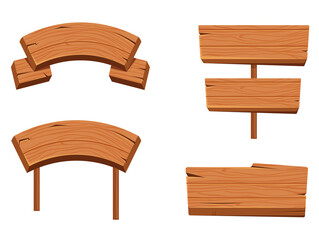 Wooden boards isolated set. Vector design element cartoon illustration
