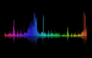 Illustration of dynamic sound wave on black background