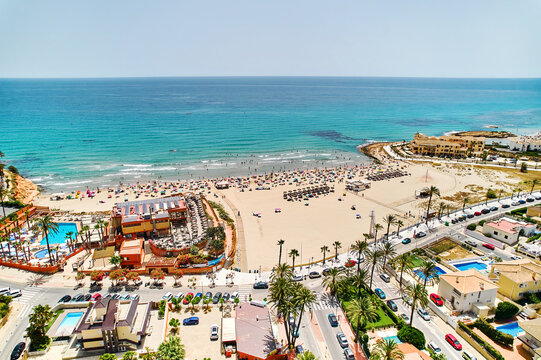 Aerial view La Zenia beach. Spain