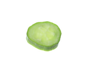 Slice of fresh green cucumber isolated on white