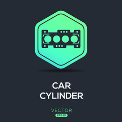 Creative (Car cylinder) Icon, Vector sign.