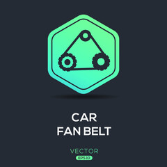 Creative (Car fan belt) Icon, Vector sign.