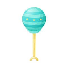 Baby toy rattle, vector isolated cartoon illustration.