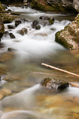 Small river at the Thur waterfalls in Unterwasser in Switzerland