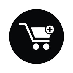 Add, cart, shopping icon. Rounded vector graphics.