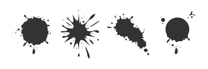 Grunge Ink drops and splashes drip splash. Vector set illustration.