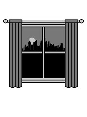 Großstadt Fenster Vorhang nachts 