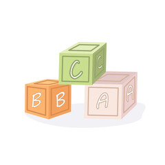 Bright colored bricks building tower. Block vector illustration on white background.