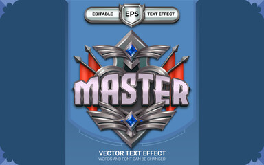 Master Achievement Game Badge with Editable Text Effects