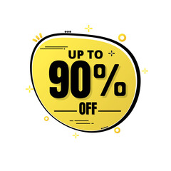 Get 90% off sale. Promotion banner yellow. Discount offer price sign. Special offer symbol. vector illustration, save Ninety