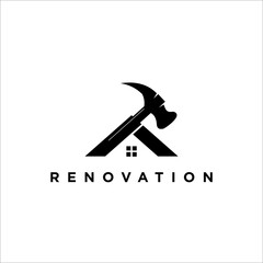 Initial Letter A, House Roof Renovation Logo Vector