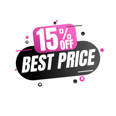 15% percent off (offer), best price, pink and black design, super discount online, vector illustration, Fifteen 