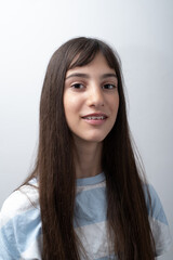 Portrait of a smiling happy israeli teenager. Joyful excited