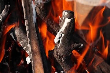 The red-orange flames of the campfire.  © jarizPJ