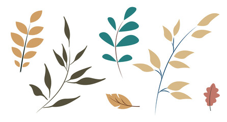 Vector plant set. Branches and leaves of trees.