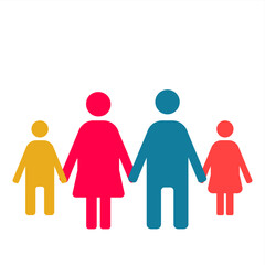 Family members of pink, orange, yellow, blue colors. happy family idea concept.
togetherness concept family concept. Vector design EPS 10.