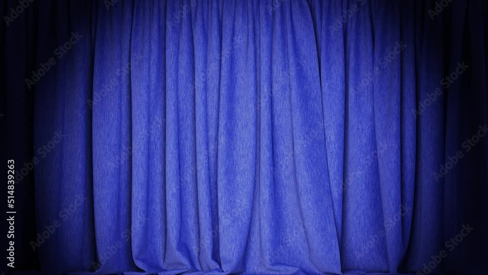 Poster realistic 3d animation of the dark textured electric blue canvas curtain rendered in uhd with alpha 