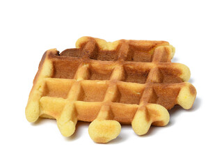 Baked Belgian waffle on a white isolated background