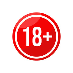 18 plus icon vector under eighteen years prohibition sign, adults only


